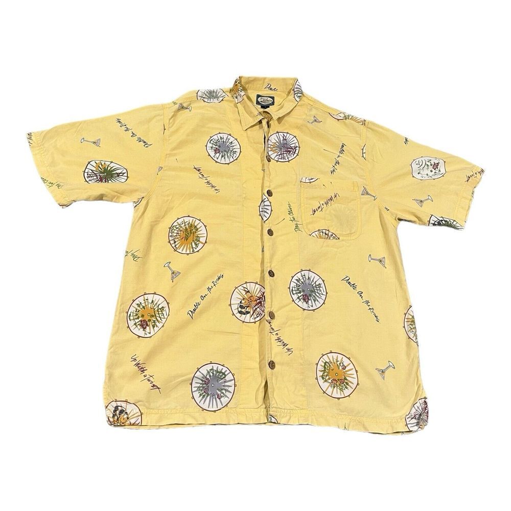 Tommy Bahama Men's‎ Sz M  Hawaiian Button Down Front Short Sleeve Shirt Spellout